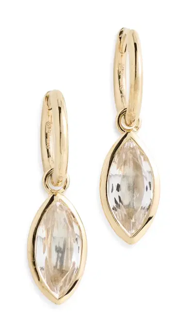 Otiumberg Marquise Quartz Drop Hoop Earrings Gold One Size | Thumbnail 5