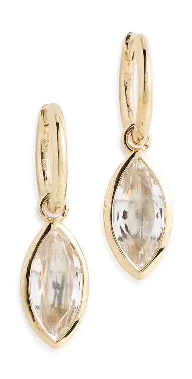 Otiumberg Marquise Quartz Drop Hoop Earrings Gold One Size | Thumbnail 1