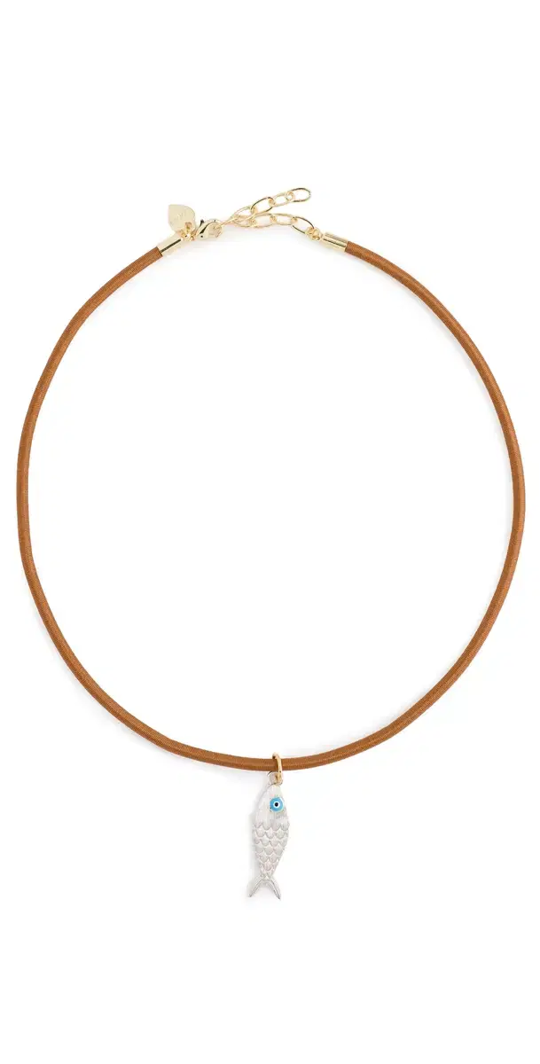HART Fish Cord Necklace Brown/Silver One Size