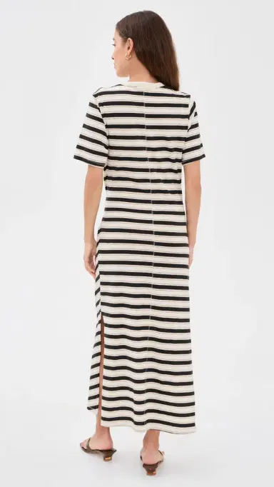 rag & bone The Slub Stripe Tee Midi Dress Cream Multi S | Thumbnail 3