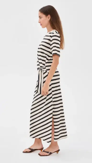 rag & bone The Slub Stripe Tee Midi Dress Cream Multi S | Thumbnail 4