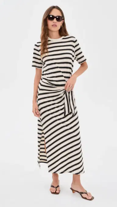 rag & bone The Slub Stripe Tee Midi Dress Cream Multi S | Thumbnail 5