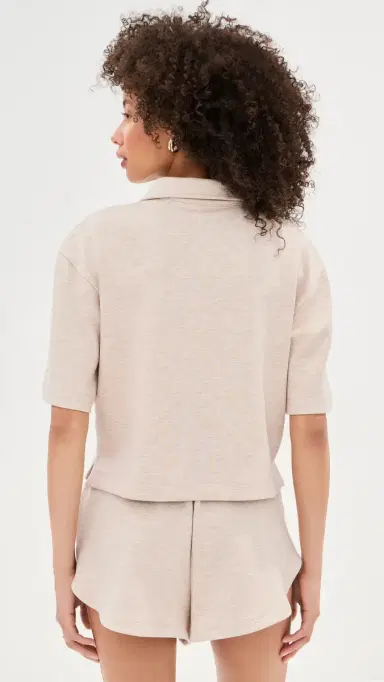 LE BOP Josephine Polo Top Heathered Oat M | Thumbnail 3