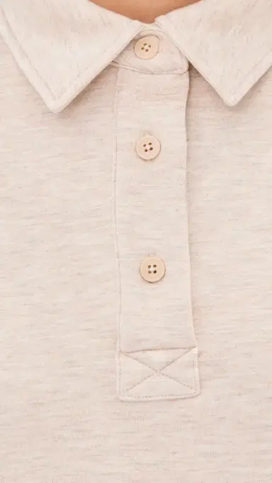 LE BOP Josephine Polo Top Heathered Oat M | Thumbnail 6