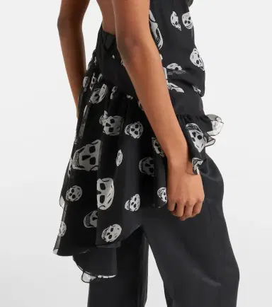McQueen Skull asymmetric halterneck chiffon top | Thumbnail 3