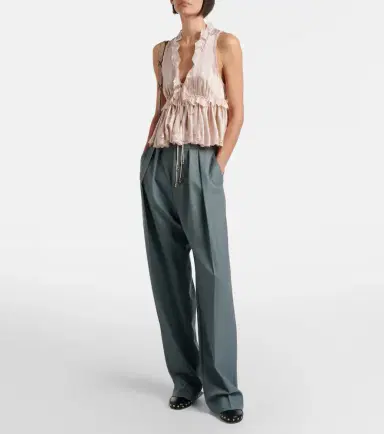 Chloe Chloé Pleated virgin wool straight pants | Thumbnail 2 Chloe Chloé Pleated virgin wool straight pants | Thumbnail 2