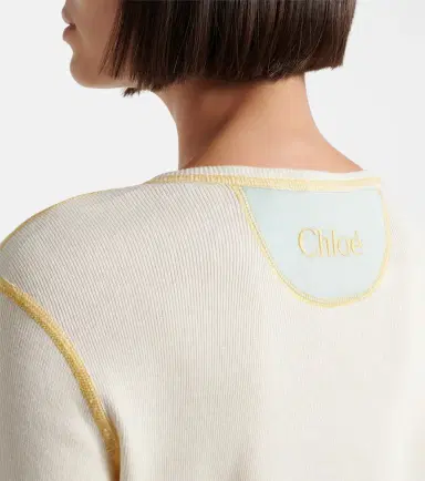 Chloé Chloé Ribbed-knit cotton jersey Henley shirt | Thumbnail 2