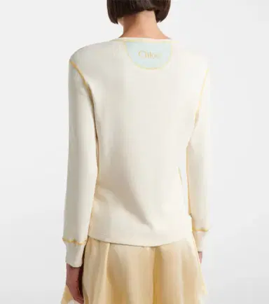 Chloé Chloé Ribbed-knit cotton jersey Henley shirt | Thumbnail 3