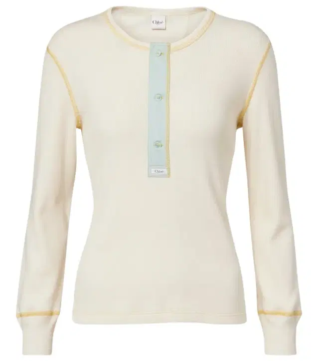 Chloe Chloé Ribbed-knit cotton jersey Henley shirt