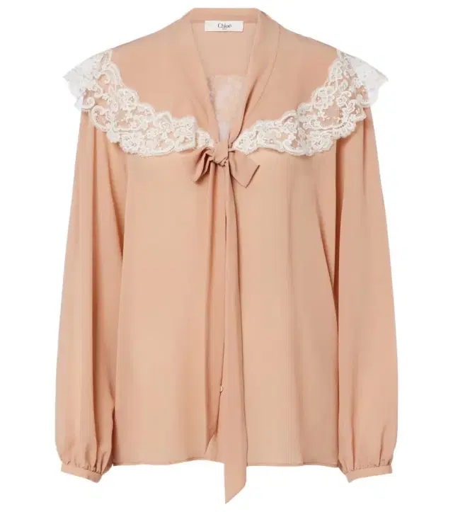 Chloe Chloé Lace-trimmed silk georgette blouse