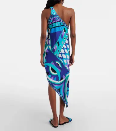 PUCCI Vivara asymmetric silk twill midi dress | Thumbnail 4 PUCCI Vivara asymmetric silk twill midi dress | Thumbnail 4