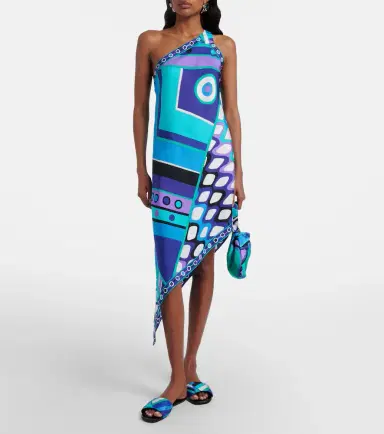 PUCCI Vivara asymmetric silk twill midi dress | Thumbnail 6 PUCCI Vivara asymmetric silk twill midi dress | Thumbnail 6