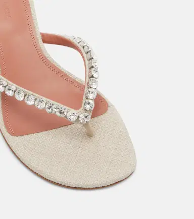 Amina Muaddi Gigi embellished canvas thong sandals | Thumbnail 2