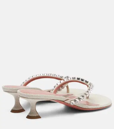 Amina Muaddi Gigi embellished canvas thong sandals | Thumbnail 3
