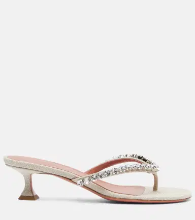 Amina Muaddi Gigi embellished canvas thong sandals | Thumbnail 4