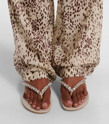 Amina Muaddi Gigi embellished canvas thong sandals | Thumbnail 6