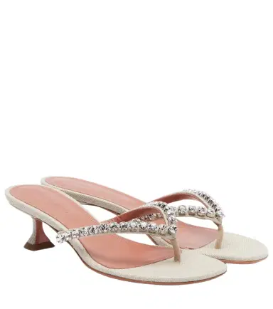 Amina Muaddi Gigi embellished canvas thong sandals | Thumbnail 1