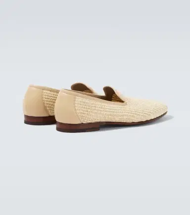 Manolo Blahnik Mario leather-trimmed raffia loafers | Thumbnail 2