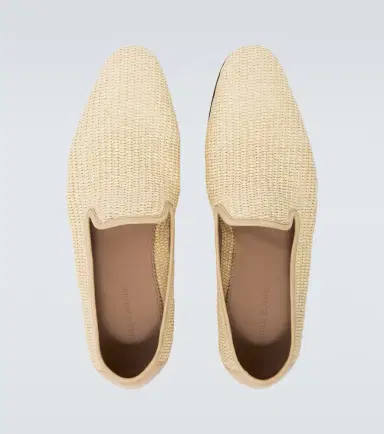 Manolo Blahnik Mario leather-trimmed raffia loafers | Thumbnail 5