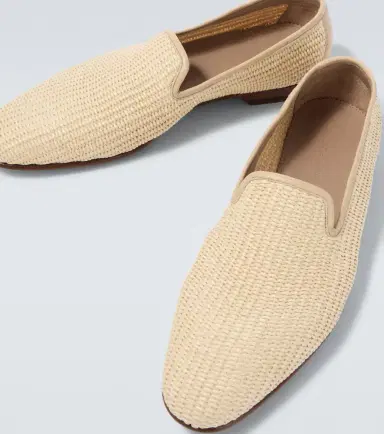 Manolo Blahnik Mario leather-trimmed raffia loafers | Thumbnail 6