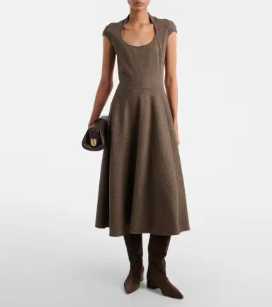 Ralph Lauren Collection Maisey wool, silk, and cashmere midi dress | Thumbnail 4