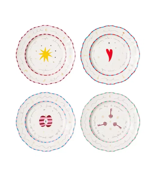 Bitossi Il Frutto della Passione set of 4 porcelain dinner plates