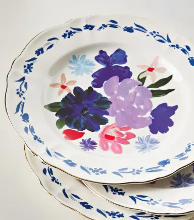 Bitossi Set of 4 floral porcelain dinner plates | Thumbnail 2