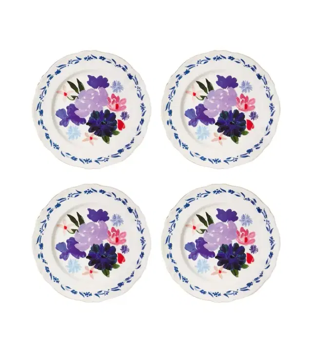 Bitossi Set of 4 floral porcelain dinner plates