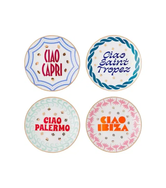 Bitossi Ciao Mondo set of 4 dessert plates