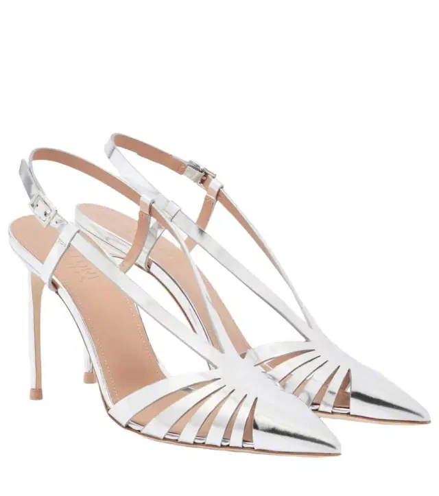Malone Souliers Janette metallic leather slingback pumps