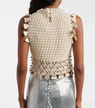 Rabanne Embellished crochet cotton top | Thumbnail 3