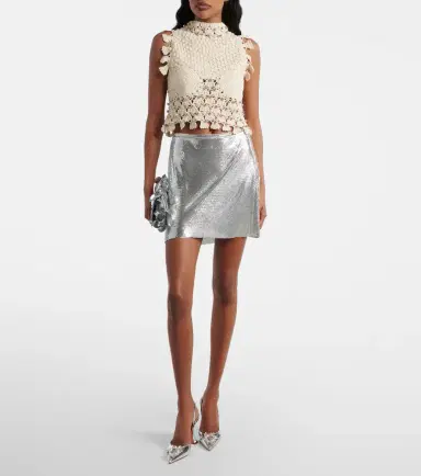 Rabanne Embellished crochet cotton top | Thumbnail 4