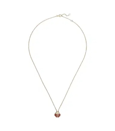 Yvonne Léon Yvonne Léon Coccinelle Mini 9kt gold pendant necklace with diamonds and agate | Thumbnail 1