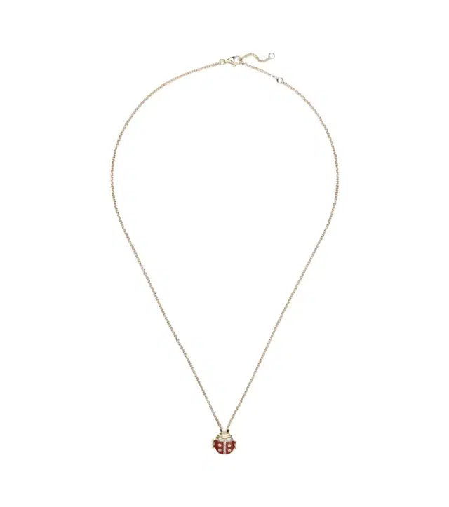 Yvonne Leon Yvonne Léon Coccinelle Mini 9kt gold pendant necklace with diamonds and agate