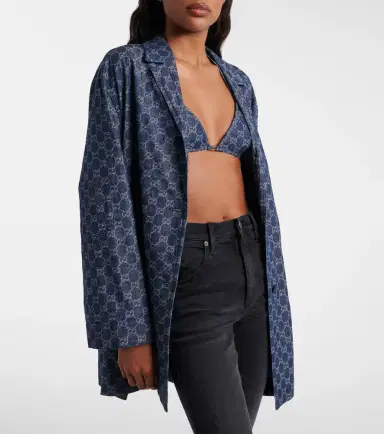 Gucci GG denim jacquard bra top | Thumbnail 3 Gucci GG denim jacquard bra top | Thumbnail 3