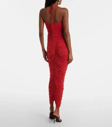Magda Butrym Floral-appliqué ruched jersey midi dress | Thumbnail 4