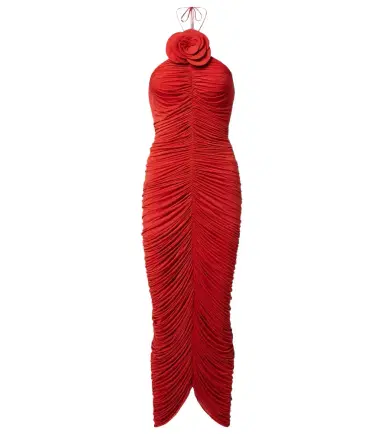 Magda Butrym Floral-appliqué ruched jersey midi dress | Thumbnail 1