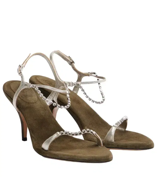 Chloe Chloé Zia embellished metallic leather sandals