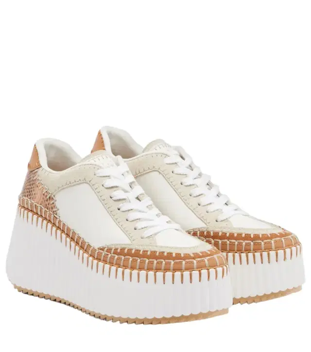 Chloe Chloé Nama leather-trimmed platform sneakers