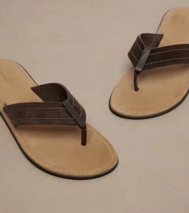 The Row Beach leather-trimmed suede thong sandals | Thumbnail 2