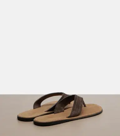 The Row Beach leather-trimmed suede thong sandals | Thumbnail 3
