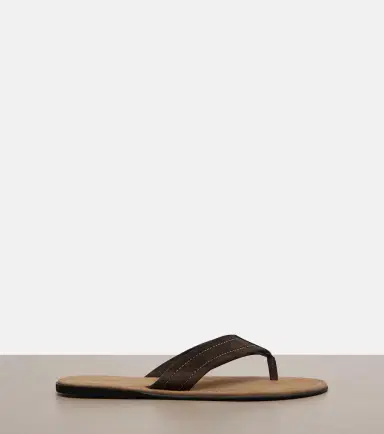 The Row Beach leather-trimmed suede thong sandals | Thumbnail 4