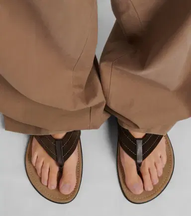 The Row Beach leather-trimmed suede thong sandals | Thumbnail 5