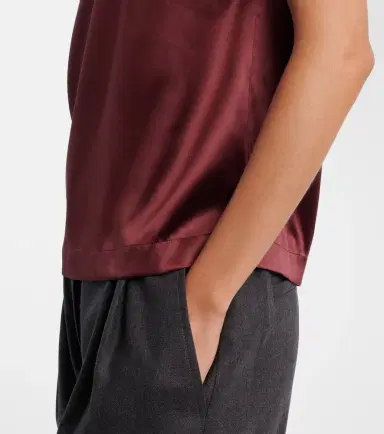 Brunello Cucinelli Monili silk-blend satin T-shirt | Thumbnail 4