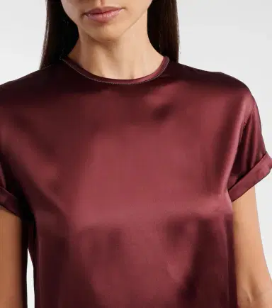 Brunello Cucinelli Monili silk-blend satin T-shirt | Thumbnail 5