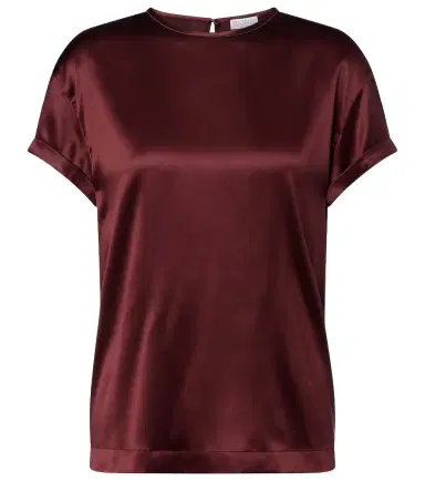 Brunello Cucinelli Monili silk-blend satin T-shirt | Thumbnail 1