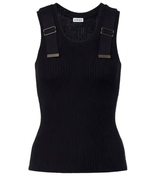 Ribbed-knit cotton-blend tank top