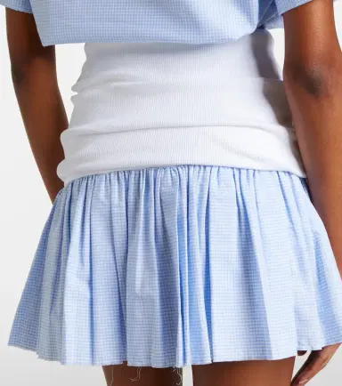 Miu Miu Gingham jersey and poplin miniskirt | Thumbnail 2