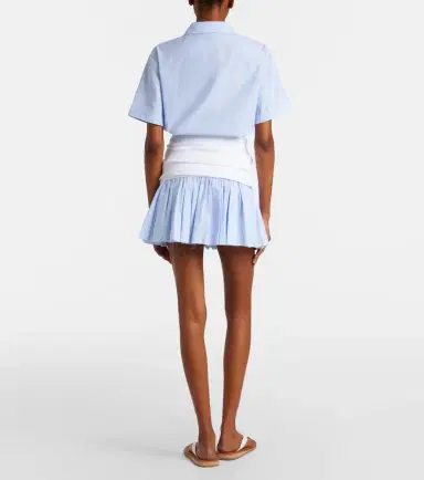 Miu Miu Gingham jersey and poplin miniskirt | Thumbnail 4