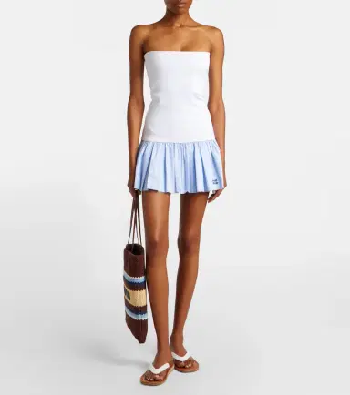 Miu Miu Gingham jersey and poplin miniskirt | Thumbnail 6